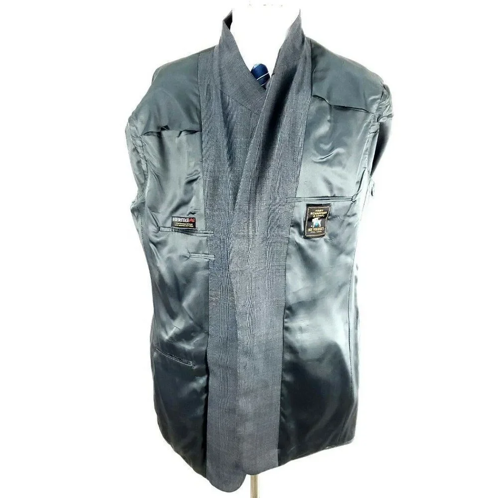 Hart Schaffner Marx 44L 2 Button Glen Check Wool‎